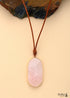 Boho Necklace, Natural Stone Pendant, Pink Rose Quartzs